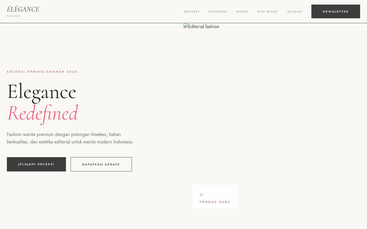 Template Website Toko Fashion Wanita - ÉLÉGANCE Femme
