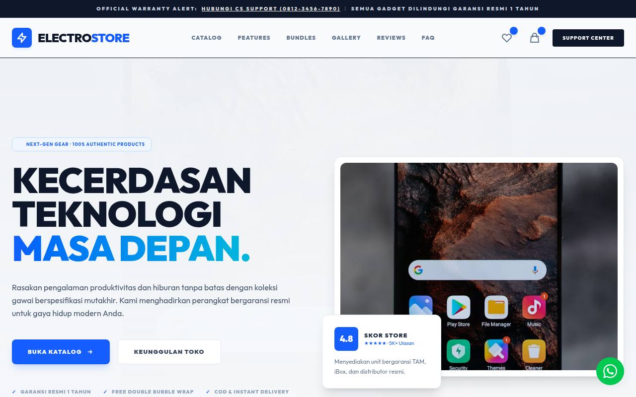 Template Website Toko Gadget & Elektronik - Toko Gadget & Elektronik Template (Light Mode)
