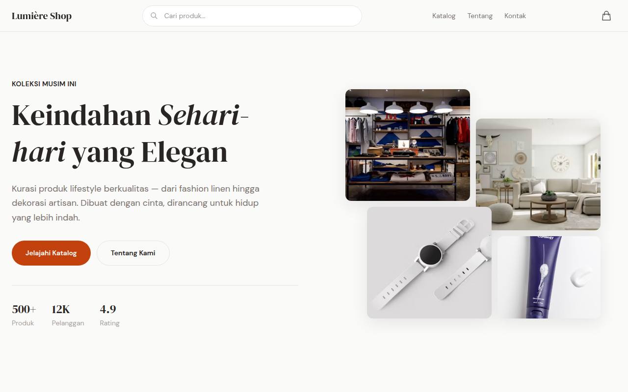 Template Website Toko Online Sederhana (3 Halaman) - Lumière Shop