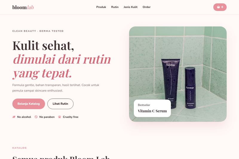 Template Toko Online Skincare - Bloom Lab