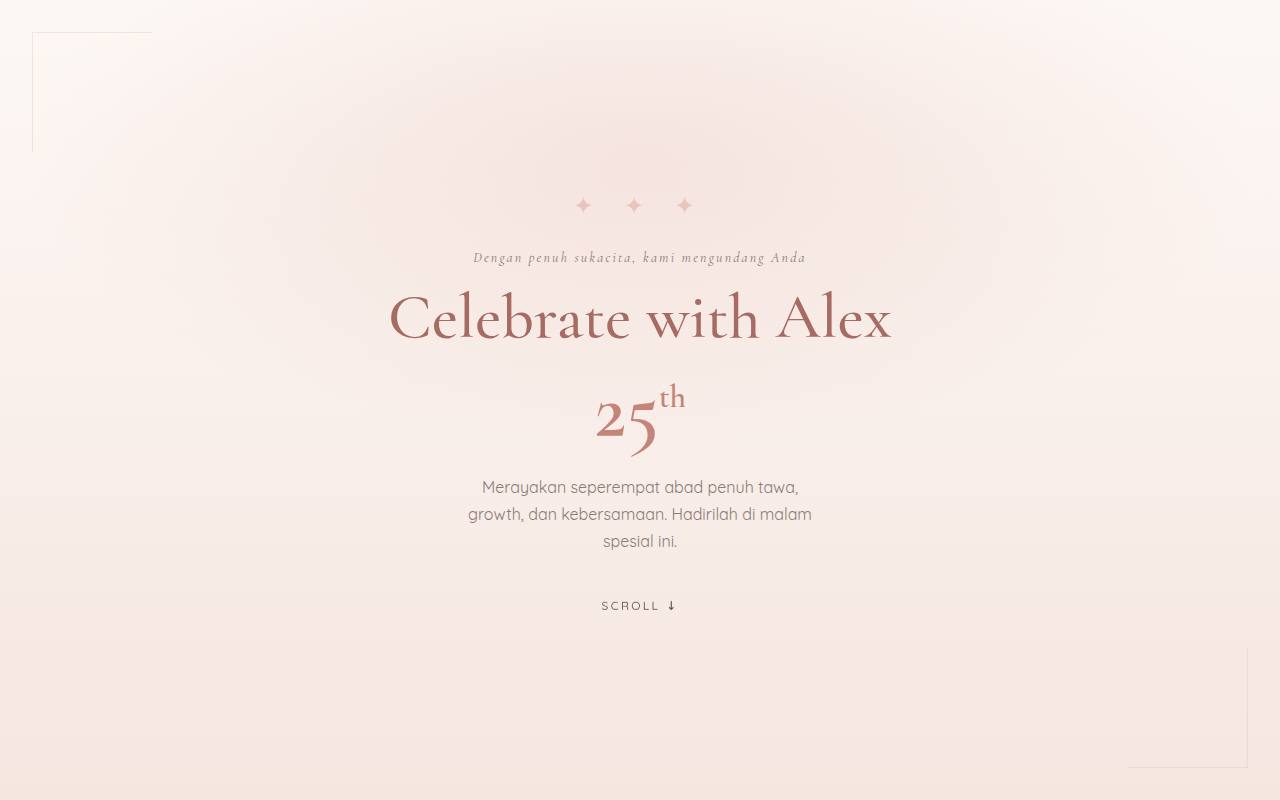 Template Website Undangan Ulang Tahun - CELEBRATE WITH ALEX