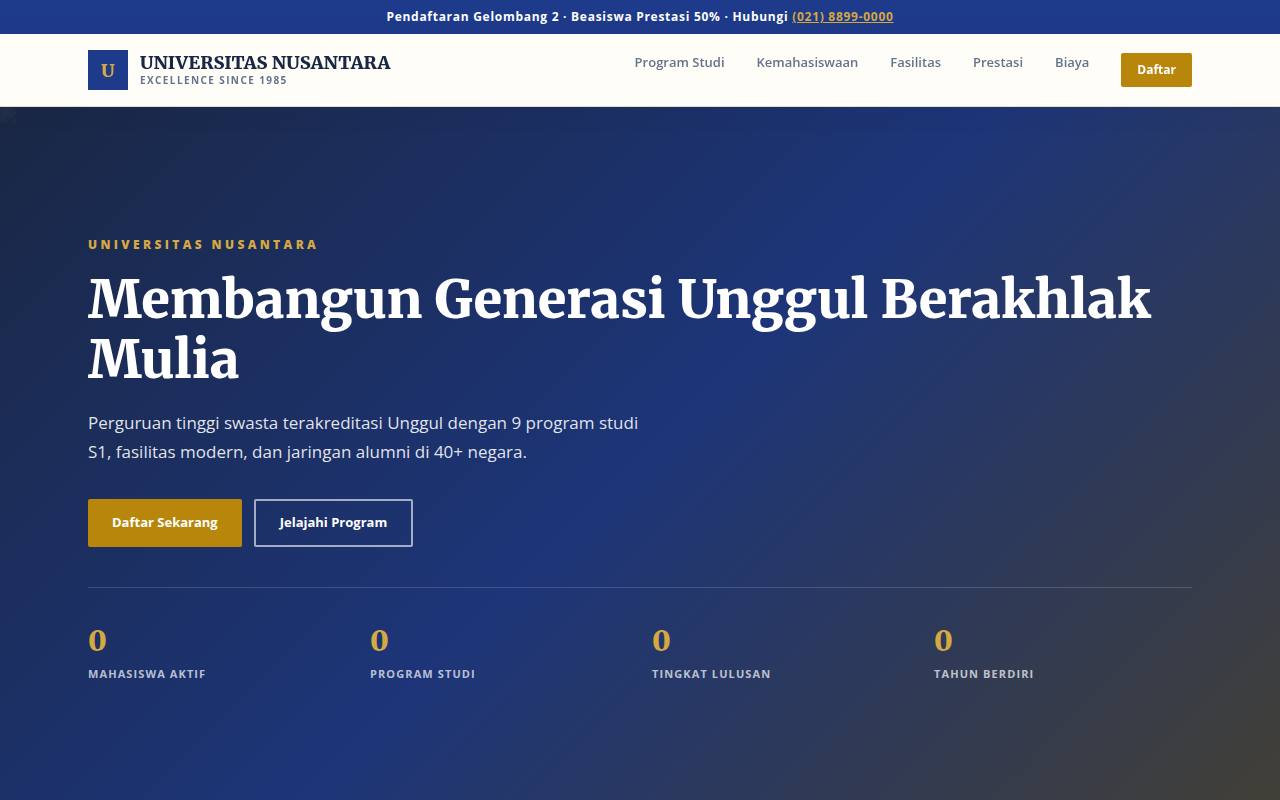 Template Website Universitas Akademi - UNIVERSITAS NUSANTARA