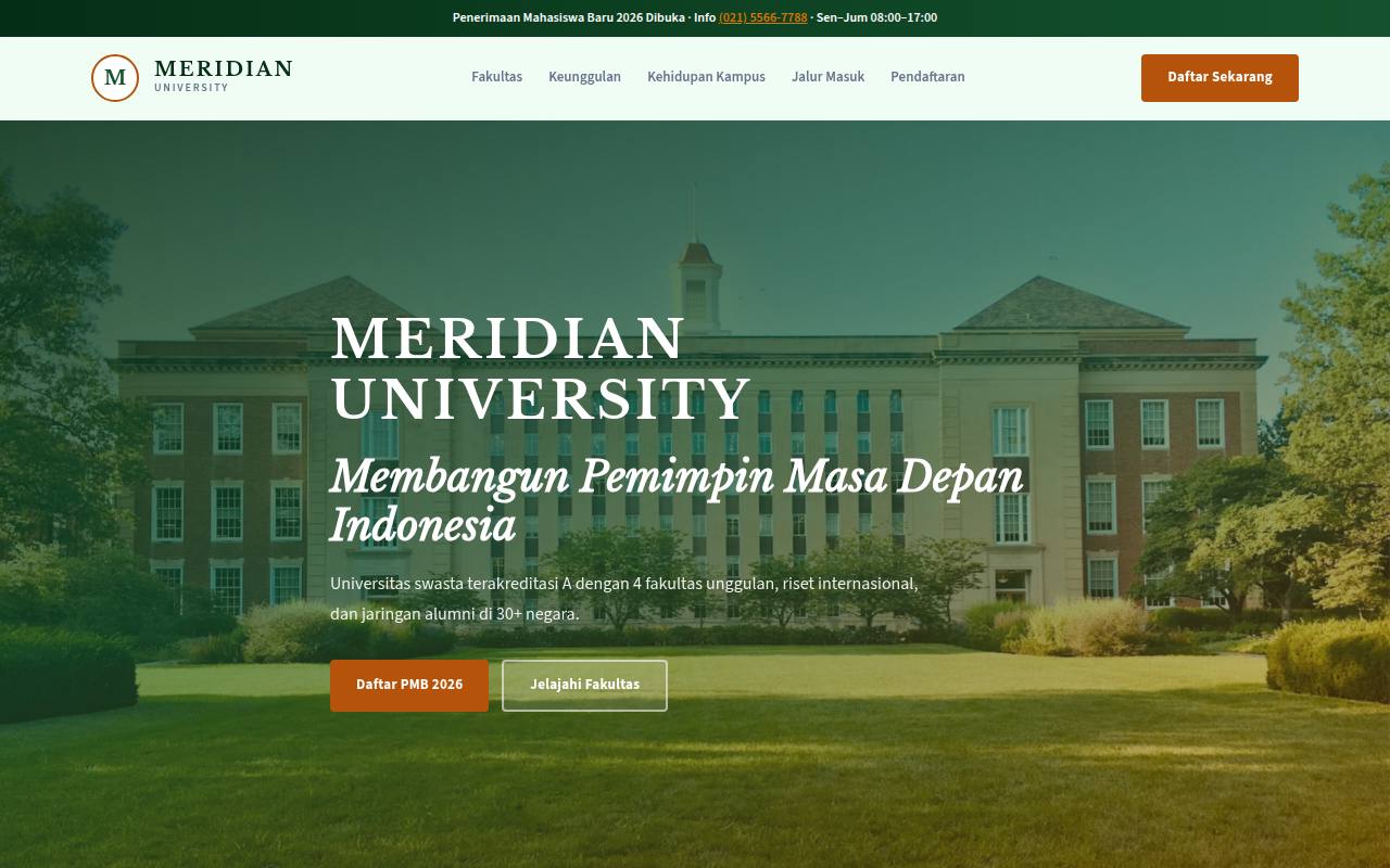 Template Website Universitas & Kampus - MERIDIAN UNIVERSITY