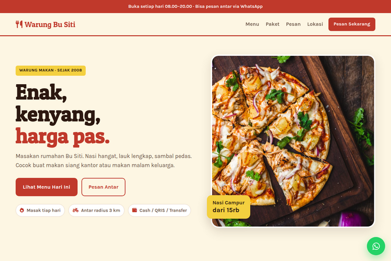 Template Website Warung Makan - Warung Bu Siti