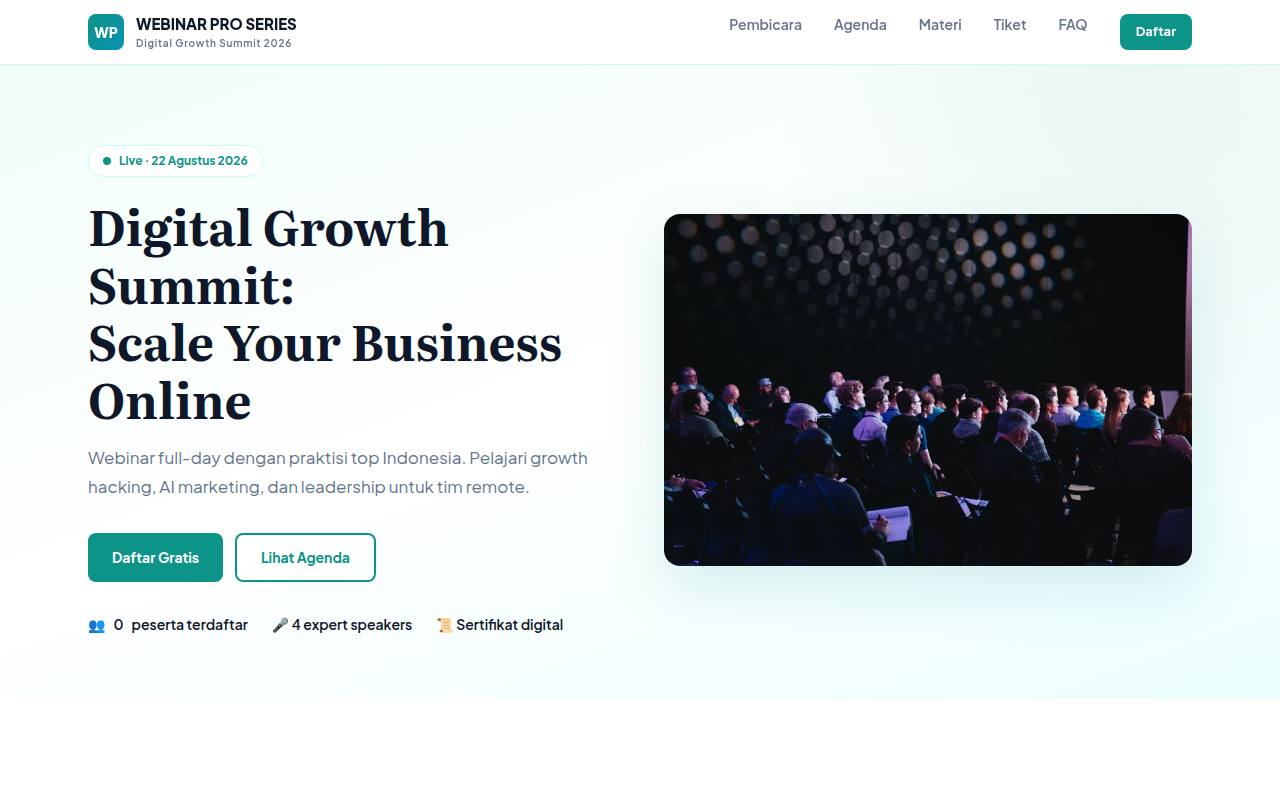 Template Website Webinar Online - WEBINAR PRO SERIES