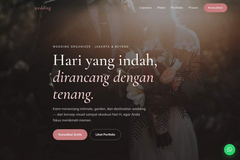 Template Website Wedding Organizer - Aruna Wedding