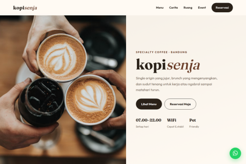 Template Website Cafe Coffee Shop - Kopi Senja